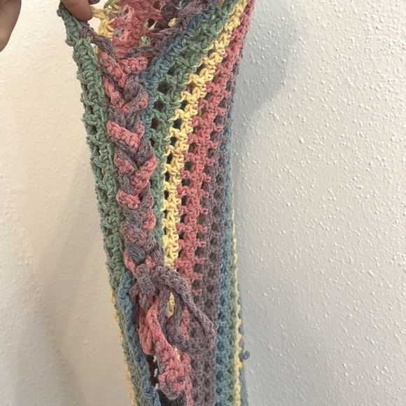 Hand Crocheted Pastel Rainbow Bathingsuit Cover up Top/ Vest Size S-M - Picture 3 of 8